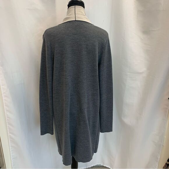 Vince GREY MERINO WOOL BLEND TWO TONE DRAPE OPEN CARDIGAN SWEATER COAT M 6-8 - Picture 7 of 13